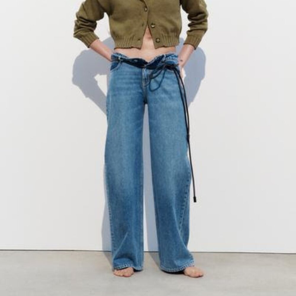 NWT ZARA MID-RISE Z1975 STRAIGHT LEG JEANS